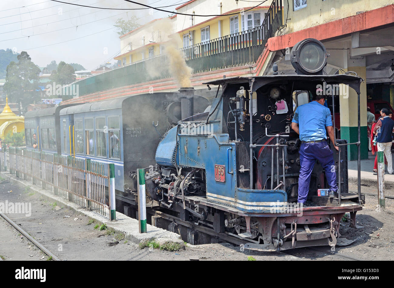 Locomotive vapeur transporté à Darjeeling Darjeeling Himalayan Railway Station, Darjeeling, West Bengal Banque D'Images