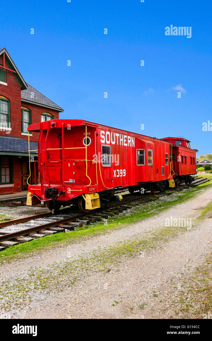 Red Caboose à Tuscumbia le musée de chemin de fer en Alabama Banque D'Images