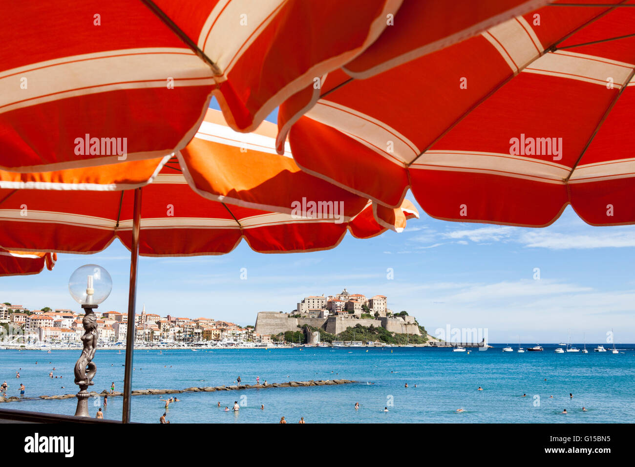 La Citadelle et la ville de Calvi, Calvi, Haute-Corse, Corse, France Banque D'Images