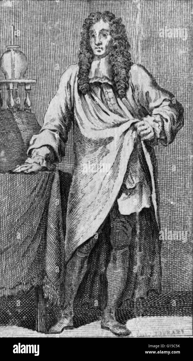 Robert Boyle (25 janvier 1627 - 31 décembre 1691) était un philosophe naturel, chimiste, physicien et inventeur. Il est considéré aujourd'hui comme le premier chimiste moderne, et l'un des pionniers de la méthode scientifique expérimentale moderne. Tous les importa Banque D'Images