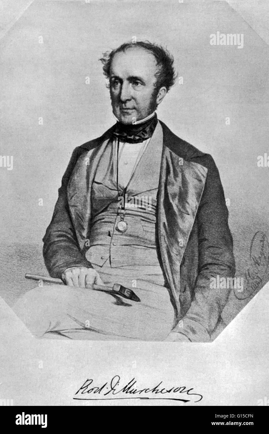 Roderick Impey Murchison (Février 22, 1792 - Octobre 22, 1871) était un géologue écossais qui décrit pour la première fois et étudié les système Silurien. En 1831, il est allé à la frontière de l'Angleterre et au Pays de Galles, afin de déterminer si le sous-jacent le grauwacke rocks Banque D'Images