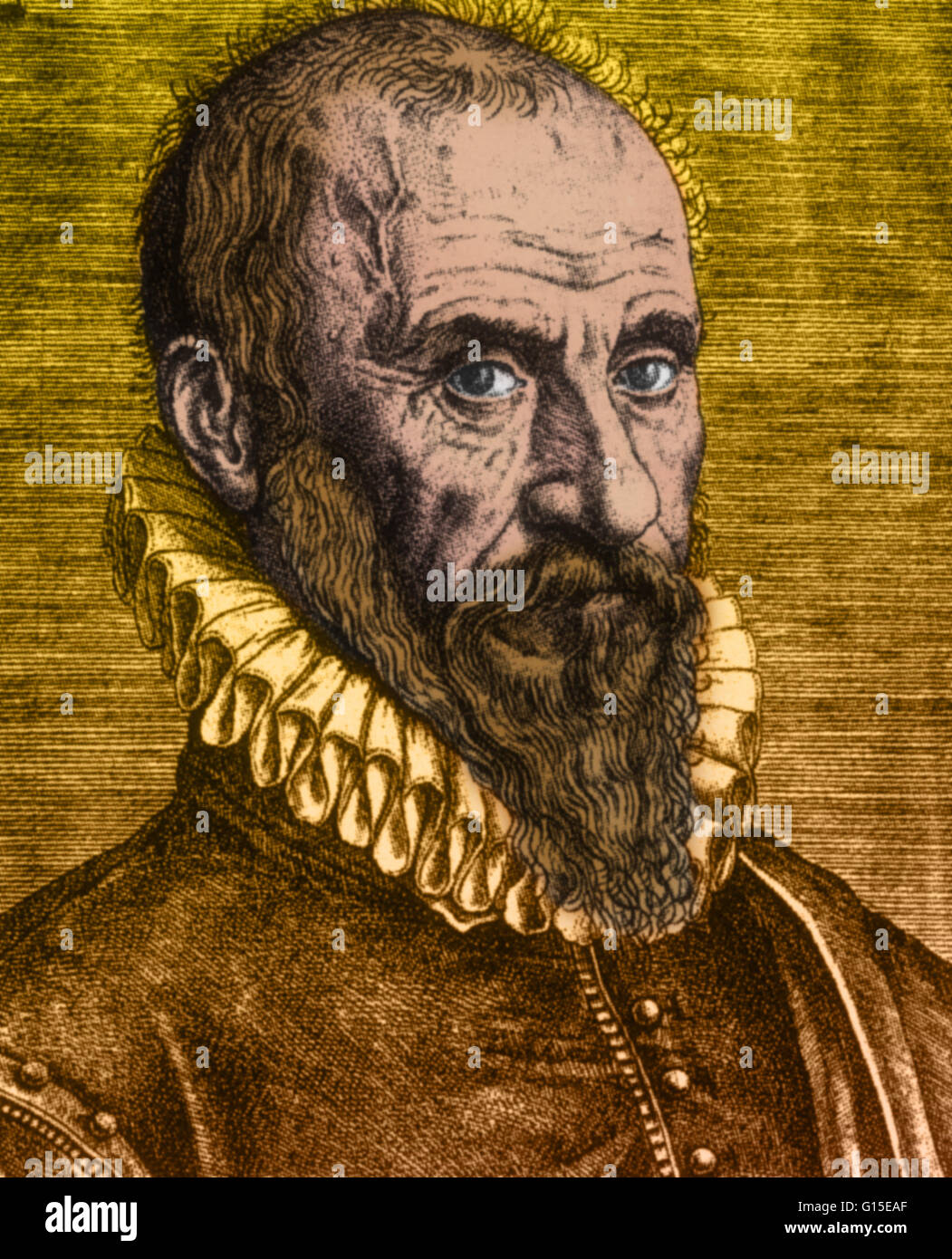 Ambroise Paré (1510-1590) était un chirurgien français, anatomiste et inventeur. Il a été chirurgien royal pour des rois Henri II, François II, Charles IX et Henri III et est considéré comme l'un des pères de la chirurgie et de la médecine légale moderne. Il a été un chef de file en surgica Banque D'Images