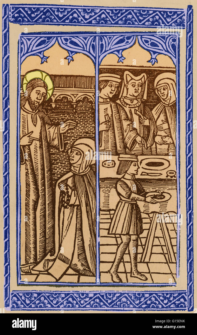 Portrait de sainte Catherine de Sienne, imprimé à Valensa, 1511 par Joffre. Sainte Catherine de Sienne. (1347-1380) était un tertiaire (sont généralement des membres des ordres religieux, les hommes et les femmes qui ne vivent pas forcément dans une communauté religieuse et pourtant peuvent c Banque D'Images