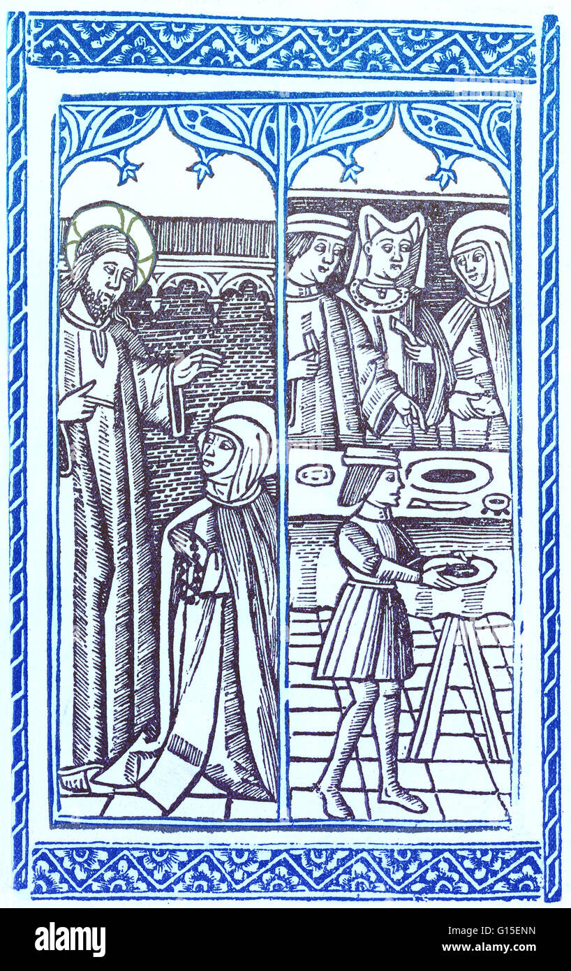 Portrait de sainte Catherine de Sienne, imprimé à Valensa, 1511 par Joffre. Sainte Catherine de Sienne. (1347-1380) était un tertiaire (sont généralement des membres des ordres religieux, les hommes et les femmes qui ne vivent pas forcément dans une communauté religieuse et pourtant peuvent c Banque D'Images