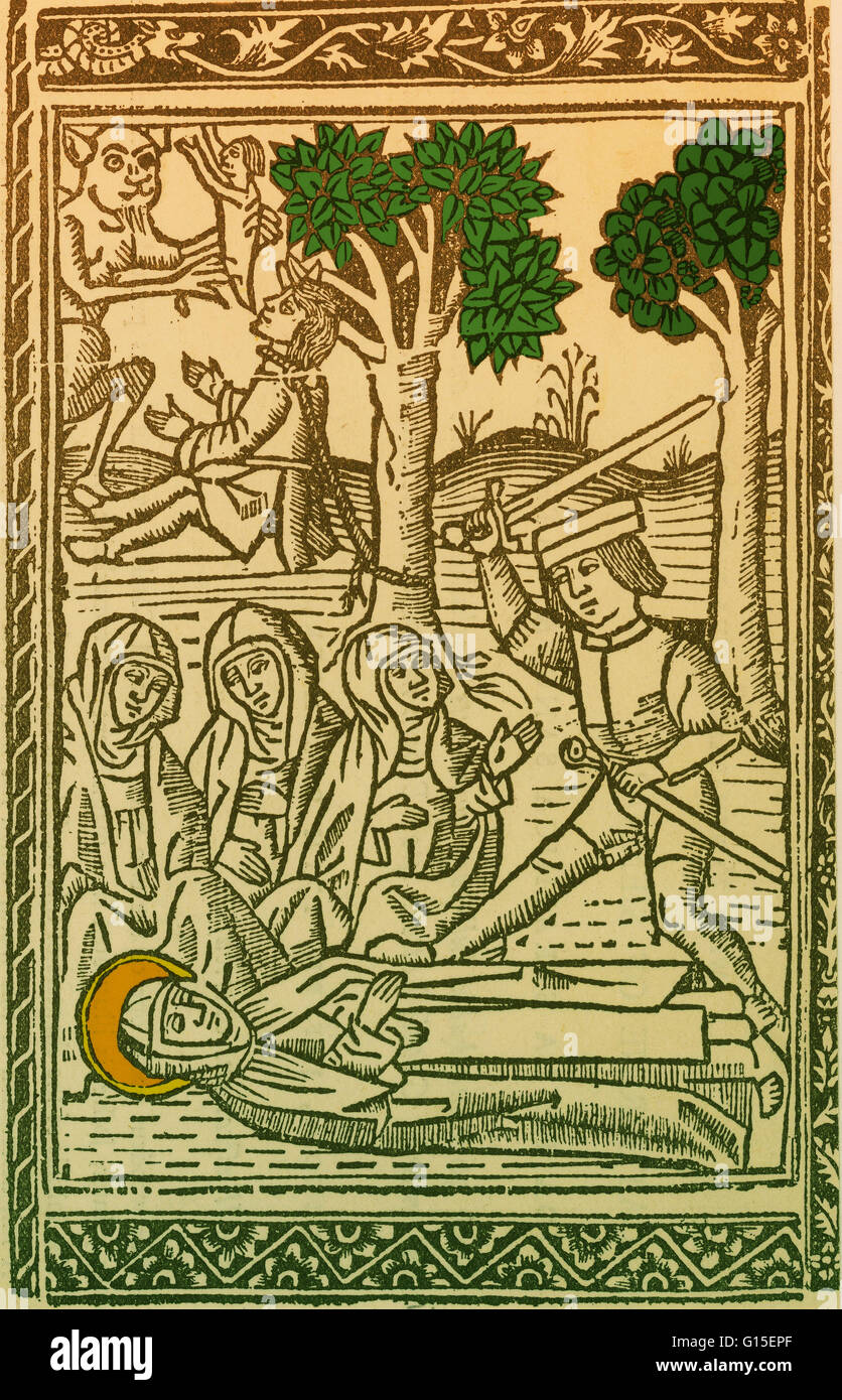 Portrait de sainte Catherine de Sienne, imprimé à Valensa, 1511 par Joffre. Sainte Catherine de Sienne. (1347-1380) était un tertiaire (sont généralement des membres des ordres religieux, les hommes et les femmes qui ne vivent pas forcément dans une communauté religieuse et pourtant peuvent c Banque D'Images