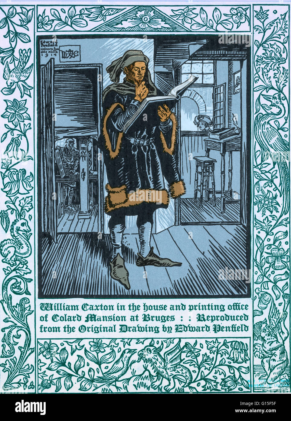 William Caxton (1422 ?-1492) était un marchand anglais, diplomate, écrivain et de l'imprimante. En ce qui est connu, il a été la première personne à travailler en anglais qu'une imprimante et le premier à introduire une presse en Angleterre. Il a également été le premier détaillant de l'anglais Banque D'Images
