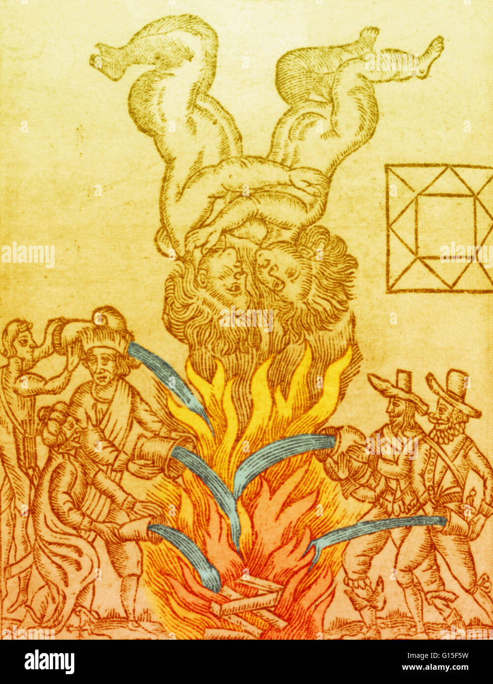 Le grand incendie de Londres, 1666. La catastrophe s'est produite au cours du mois Gémeaux, représentée ici à un aspect négatif et marche arrière. Le grand incendie de Londres de septembre 1666 a été l'un des plus célèbres d'incidents en Angleterre Stuart. C'était la seconde tragédie Banque D'Images