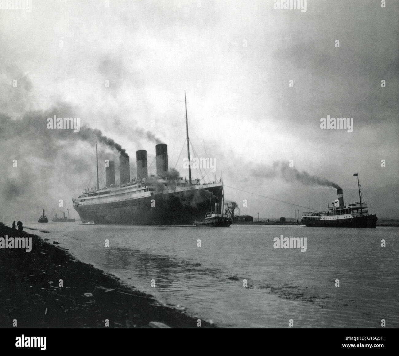 Le Titanic steamship à Belfast, en Irlande. Le Titanic était le plus grand navire jamais construit à l'époque, mesure 268 mètres de long et pesant 67 000 tonnes. La coque du Titanic avait 16 compartiments étanches et beaucoup de gens pensent que ces a Banque D'Images