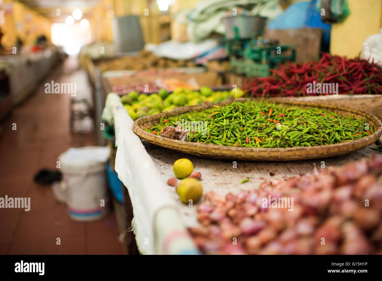 Marché de piments dans Pulua Weh, Sumatra, Indonésie, Asie du sud-est Banque D'Images