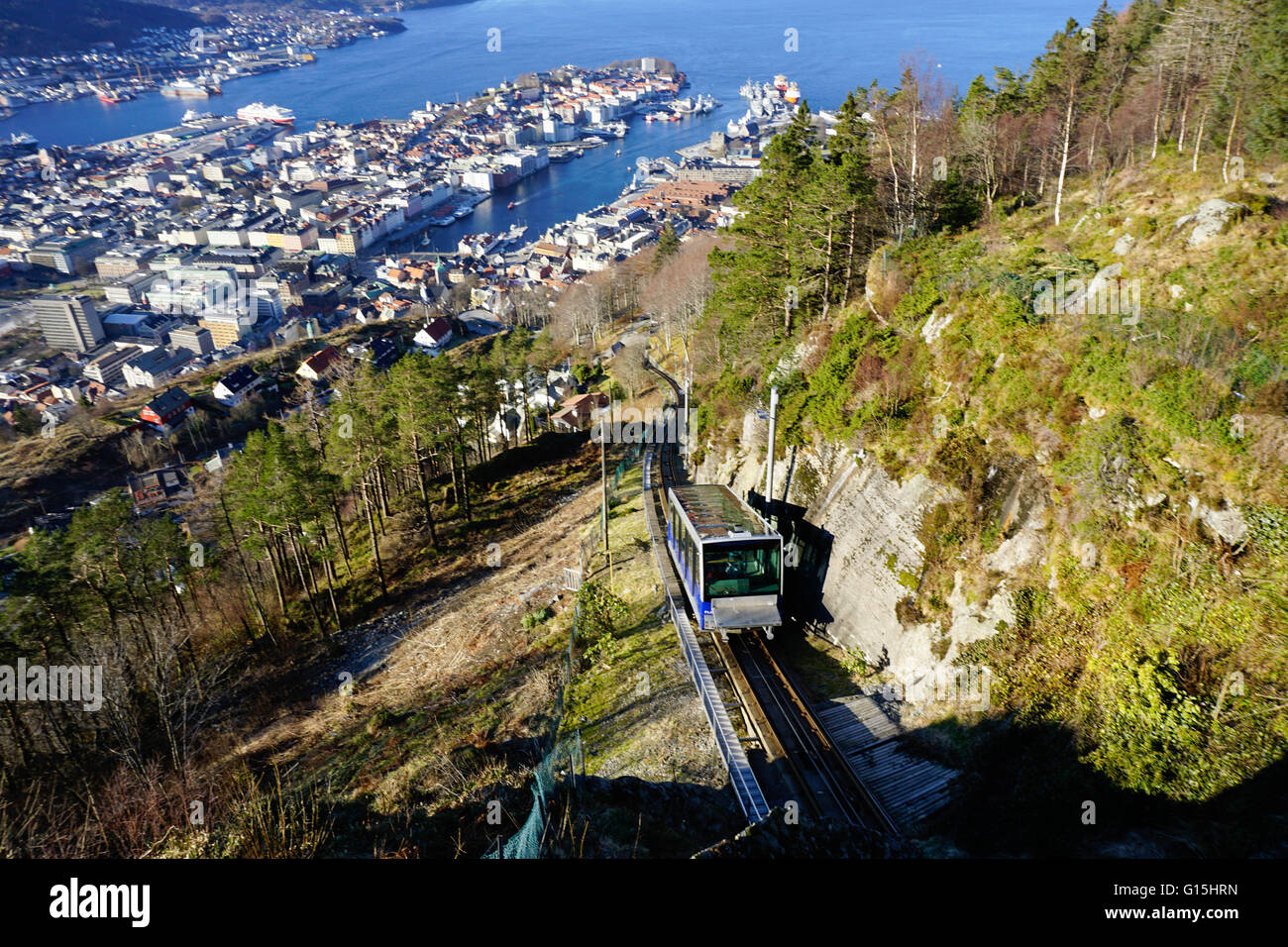 Vue de Bergen de mont Floyen, Bergen, Hordaland, Norvège, Scandinavie, Europe Banque D'Images