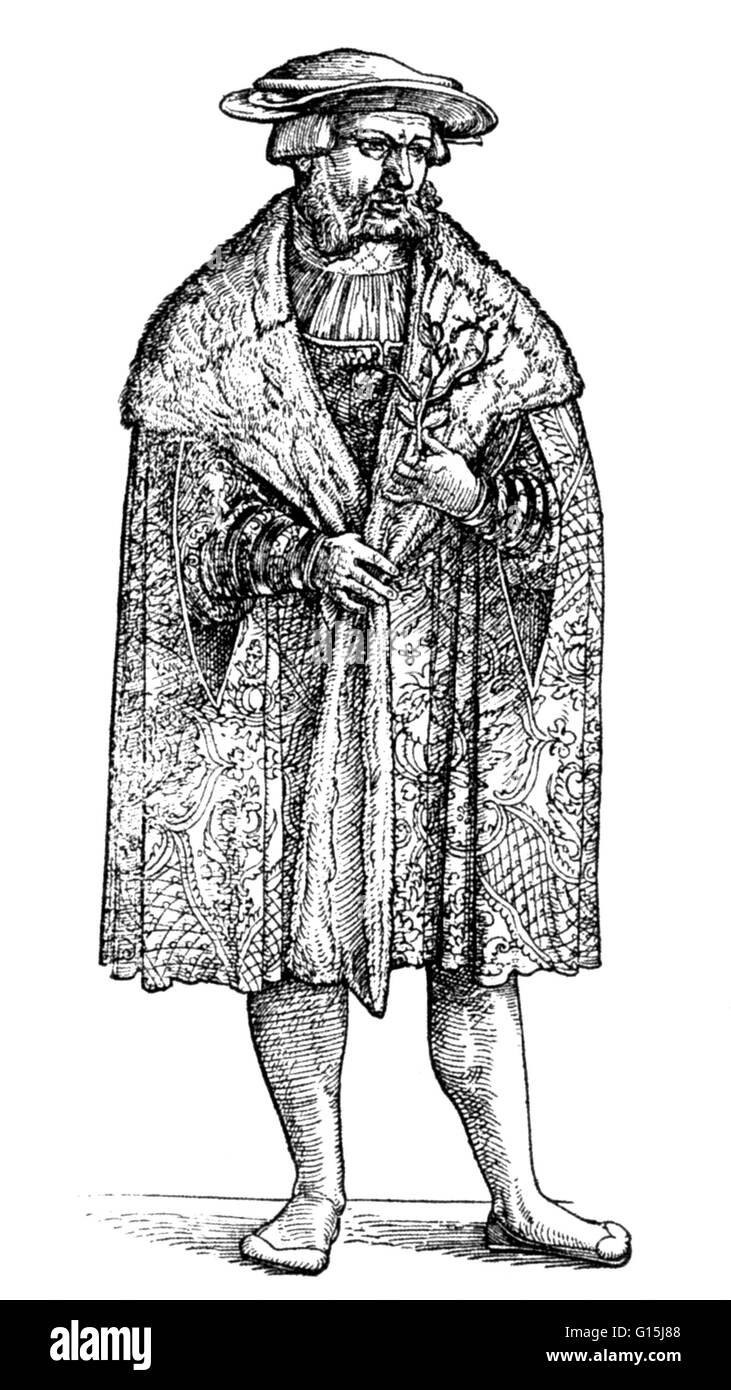 Leonhart Fuchs (1501-1566), parfois orthographié Leonhard Fuchs, était un médecin allemand et un des trois pères fondateurs de la botanique, avec Otto Brunfels et Hieronymus Bock (également appelé Hieronymus tragus). Il a vu l'importance de l'expé pratique Banque D'Images