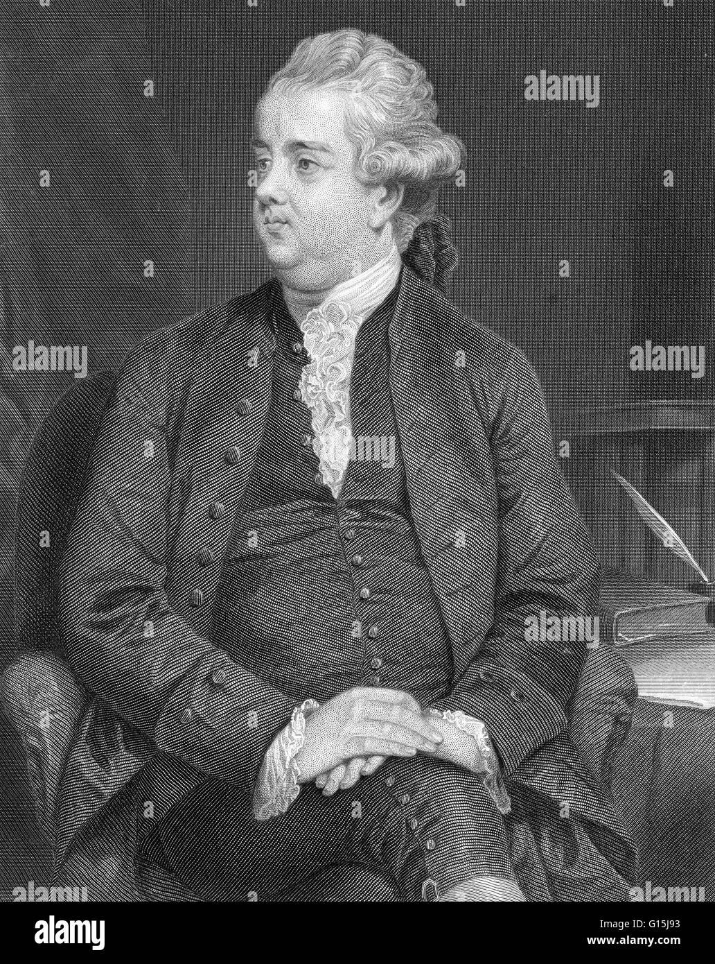 Edward Gibbon (1737-1794) était un historien français et membre du Parlement. Son ouvrage le plus important, l'histoire du déclin et de la chute de l'Empire romain, a été publié en six volumes entre 1776 et 1788. Le déclin et la chute est connue pour la qualit Banque D'Images