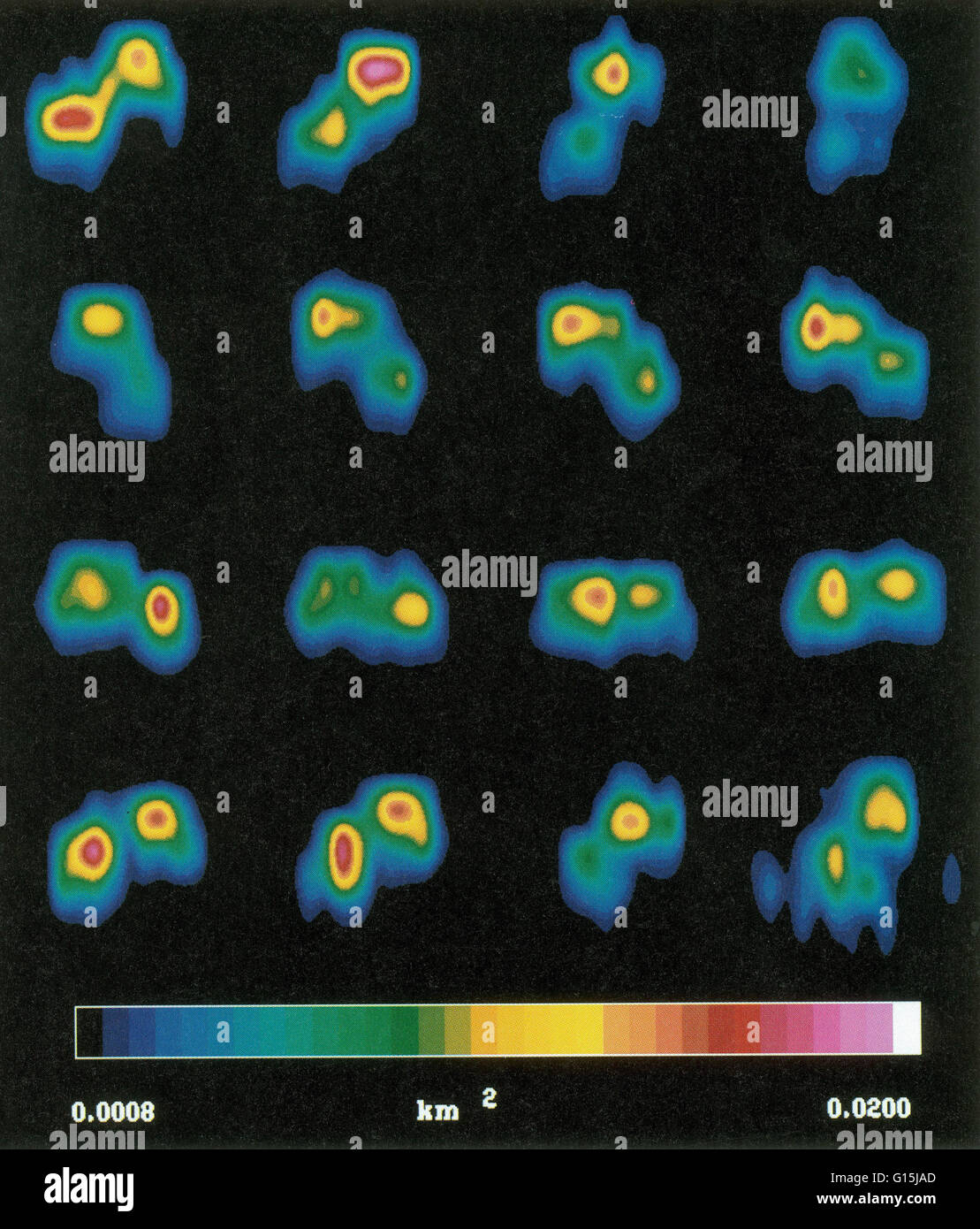 L'orbite de Castalia l'a pris dans les onze distances lunaires de la Terre, ce qui lui permet d'être observé par le radar de l'Observatoire d'Arecibo. Les astronomes ont obtenu la séquence d'images par la technique du radar à l'astronomie. L'astéroïde semble être tumbling envoyer Banque D'Images