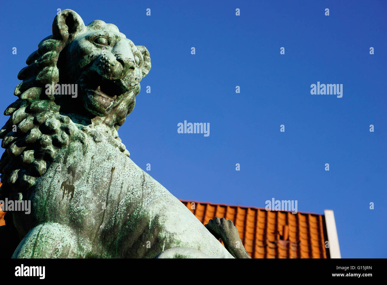 Statue de Lion, Bergen, Hordaland, Norvège, Scandinavie, Europe Banque D'Images