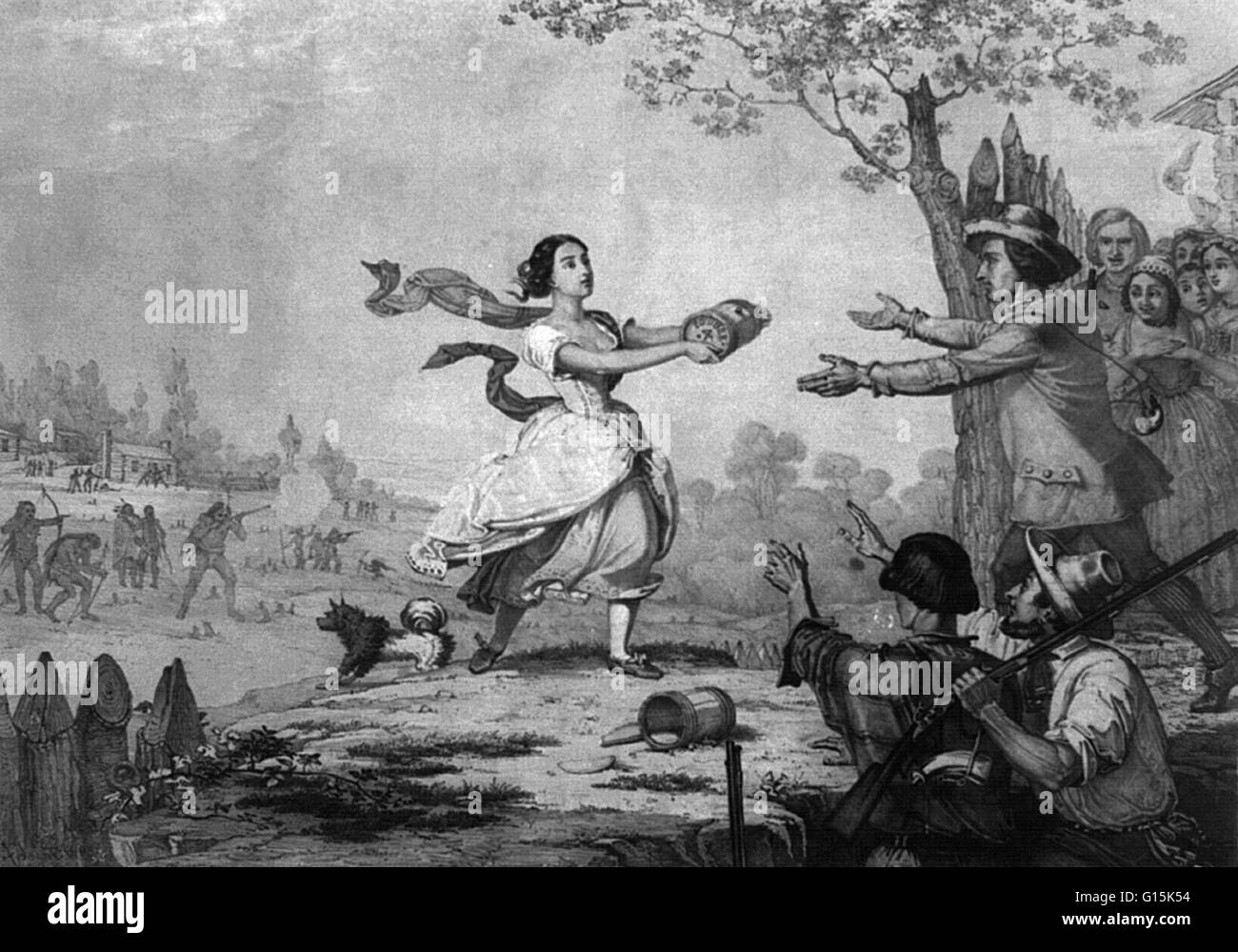 Elizabeth 'Betty' Zane McLaughlin Clark (1759-1823) est une héroïne de la guerre révolutionnaire. En vertu de l'attaque de la British-alliés amérindiens pendant le siège de Fort Henry pendant la guerre d'indépendance, il y avait une pénurie de poudre. Avec pas d'hommes ou ti Banque D'Images
