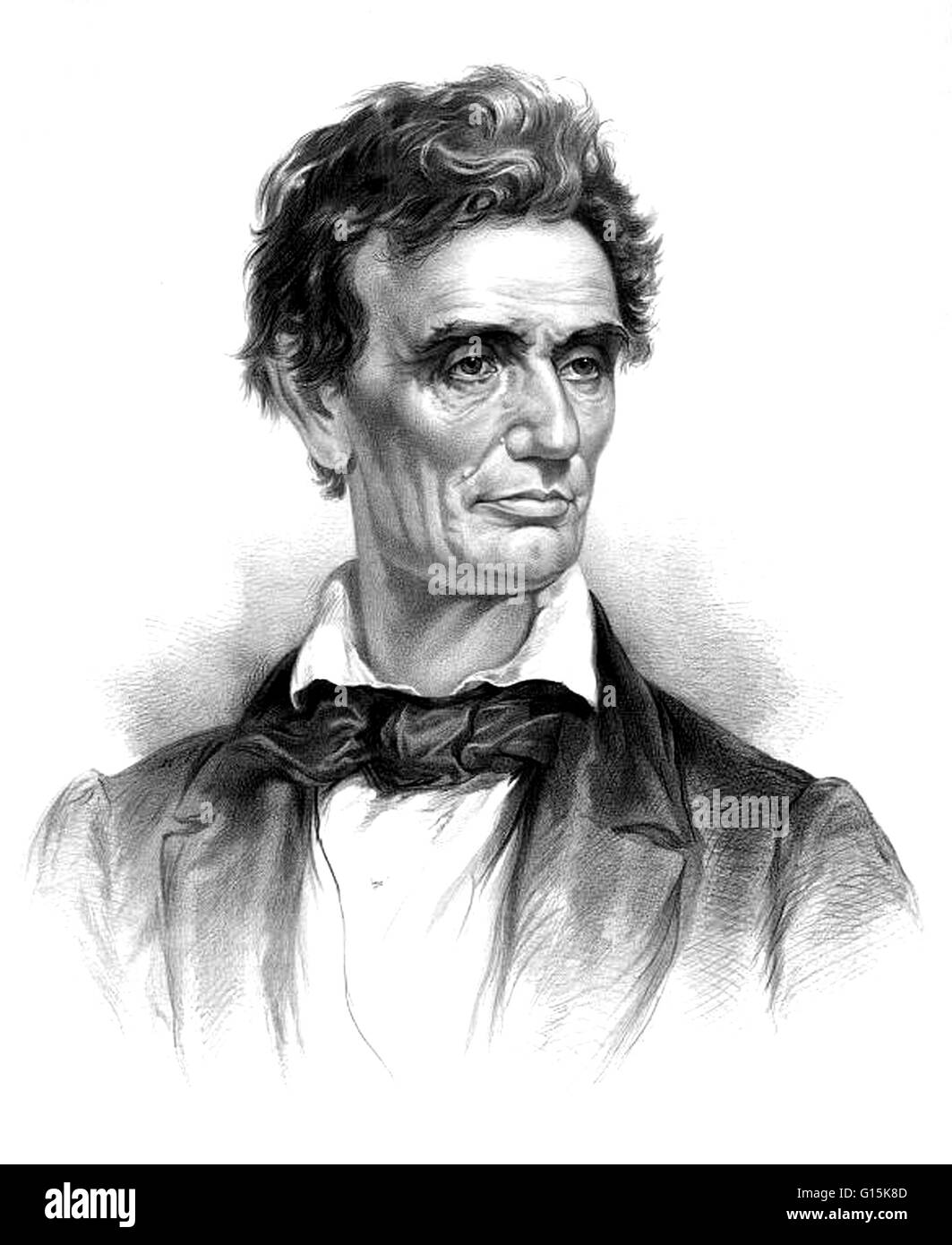 Abraham Lincoln (12 février 1809 - 15 avril 1865) a été le 16e président des États-Unis, à partir de mars 1861 jusqu'à son assassinat en 1865. Il a conduit son pays dans la guerre civile américaine, la préservation de l'Union européenne, tout en mettant fin à l'esclavage, et la promotion de Banque D'Images