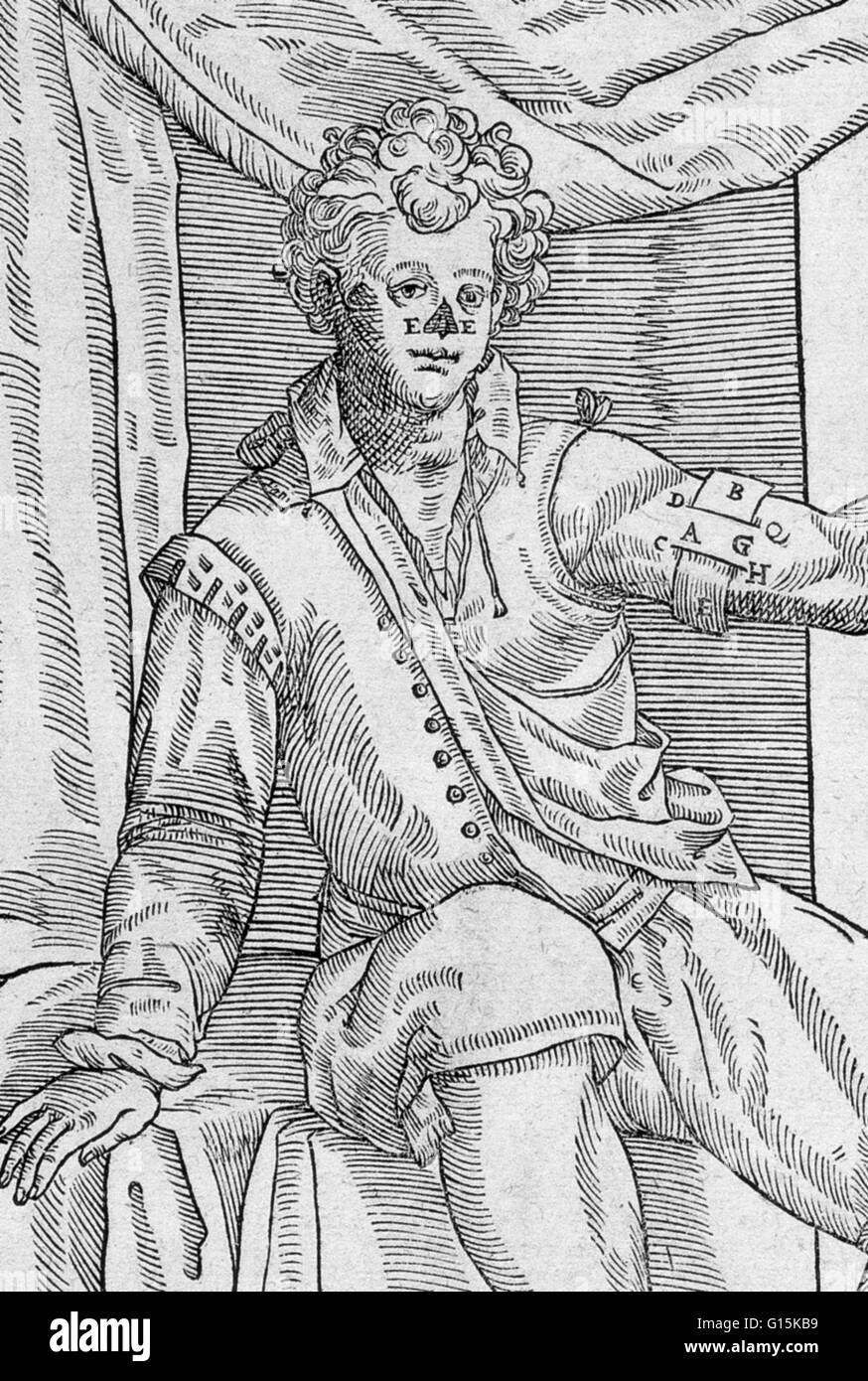 L'un de Gaspare Tagliacozzi les méthodes utilisées pour le remplacement d'un nez manquant. Nous voyons ici comment le lambeau cutané incisé sera levée à l'abri de la chair (A, G) avec un pansement bande (B, E). Gaspare Tagliacozzi (1547-1599) était un chirurgien plastique. Bien que rec Banque D'Images