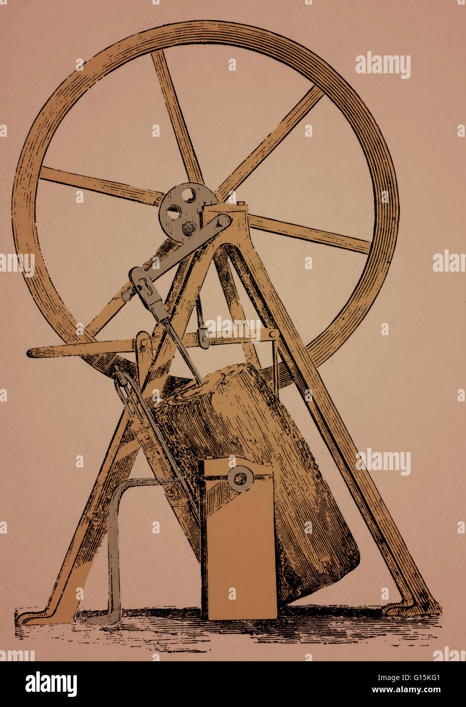 Watt's première conception d'un moteur oscillant. James Watt (1736-1819) était un inventeur et ingénieur en mécanique qui a grandement amélioré la machine à vapeur. Banque D'Images