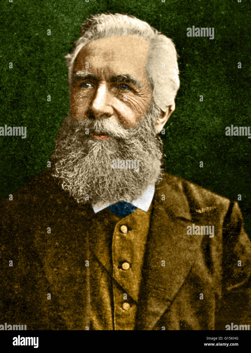 Renforcement de couleur portrait d'Ernst Heinrich Philipp August Haeckel (1834-1919), un éminent biologiste allemand, naturaliste, médecin, philosophe, professeur et l'artiste qui a découvert, décrit et nommé des milliers de nouvelles espèces, cartographié un arbre généalogique re Banque D'Images