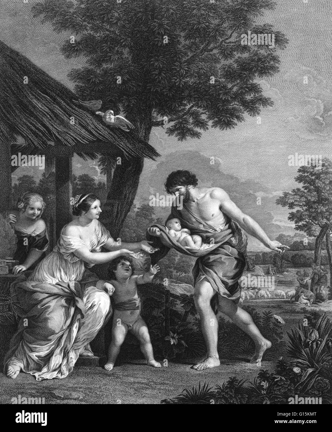 Selon la mythologie romaine, les fondateurs de Rome ont été Romulus et Remus. L'histoire commence avec le dépôt de leur grand-père Numitor (et Roi d'Alba Longa), par son frère Amulius ». Le twin-frères étaient les fils du dieu Mars et le gilet Banque D'Images