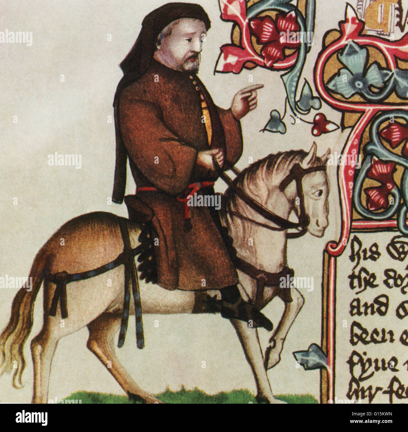 Geoffrey Chaucer (1343-1400) est généralement considéré comme le plus grand poète anglais du Moyen-Âge et a été le premier poète à avoir été enterré à Poet's Corner de l'abbaye de Westminster. Alors qu'il a réalisé la renommée au cours de sa vie en tant qu'auteur, philosophe, alchemis Banque D'Images