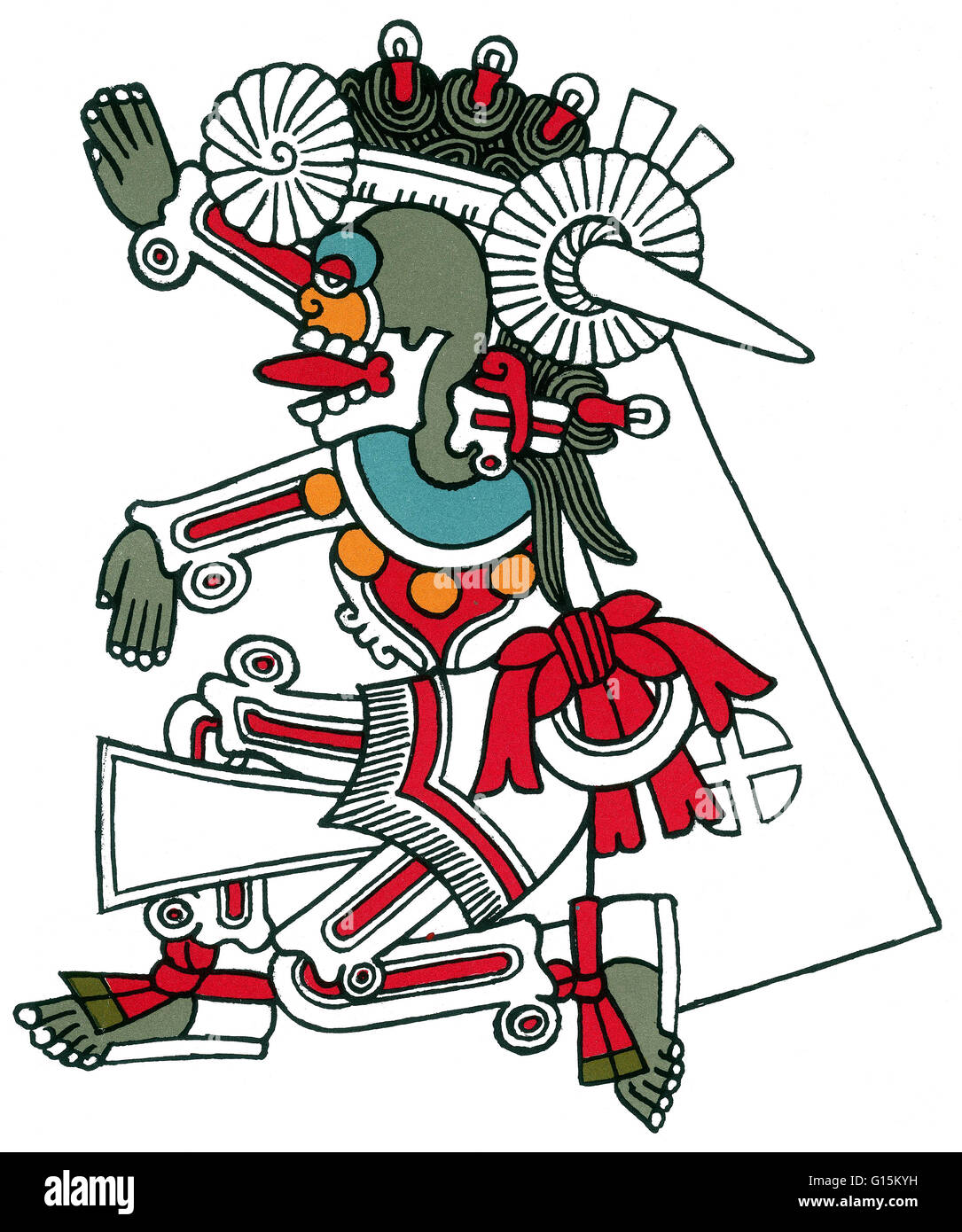 Mictlantecuhtli, dans la mythologie aztèque, était un dieu des morts et le roi de Mictlan, le plus bas et la section la plus au nord de l'inframonde. Il a été l'un des principaux dieux des Aztèques et fut la grande vedette de plusieurs dieux et déesses de la mort et Banque D'Images
