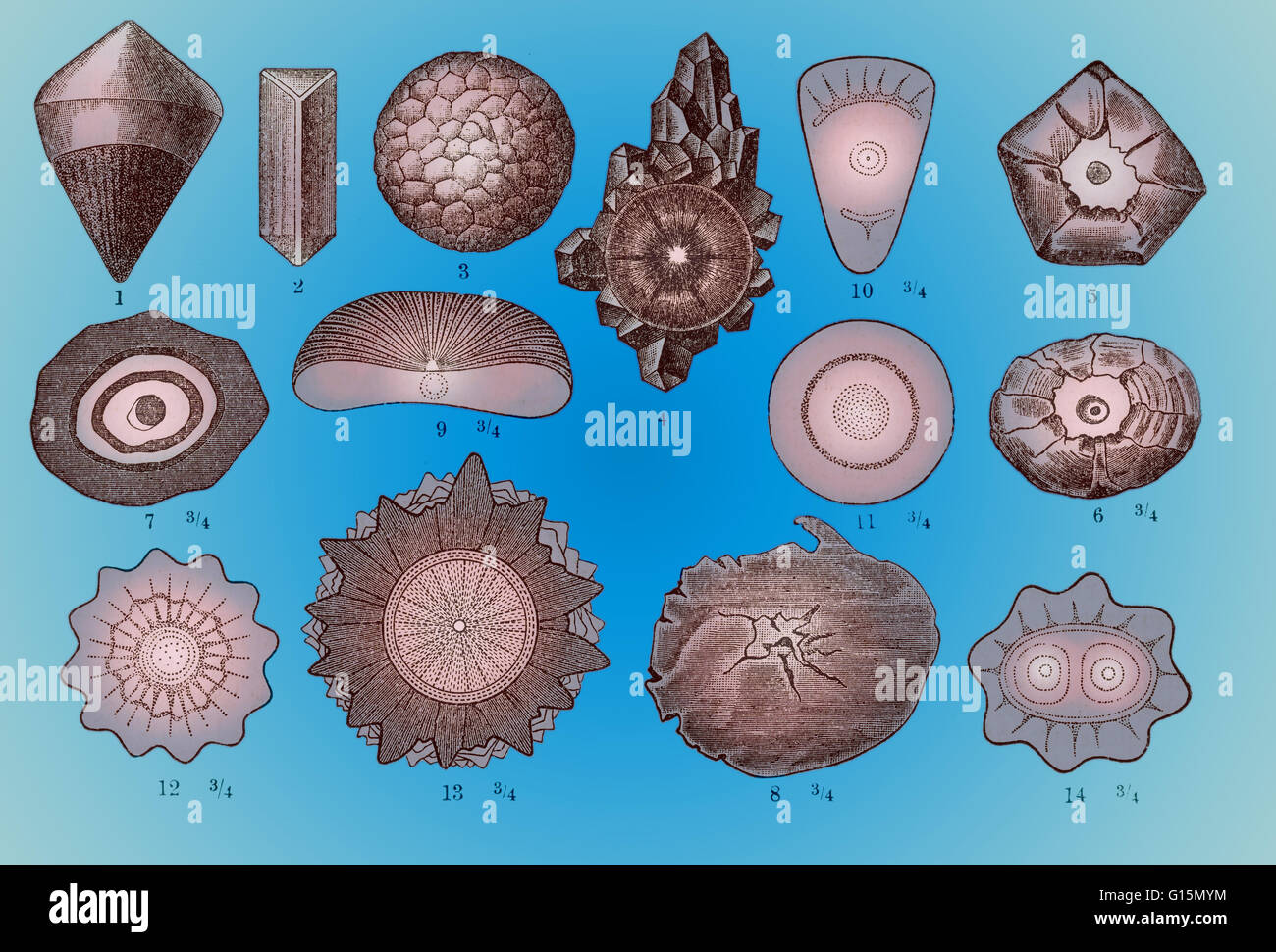 Illustration historique de grêlons. Banque D'Images