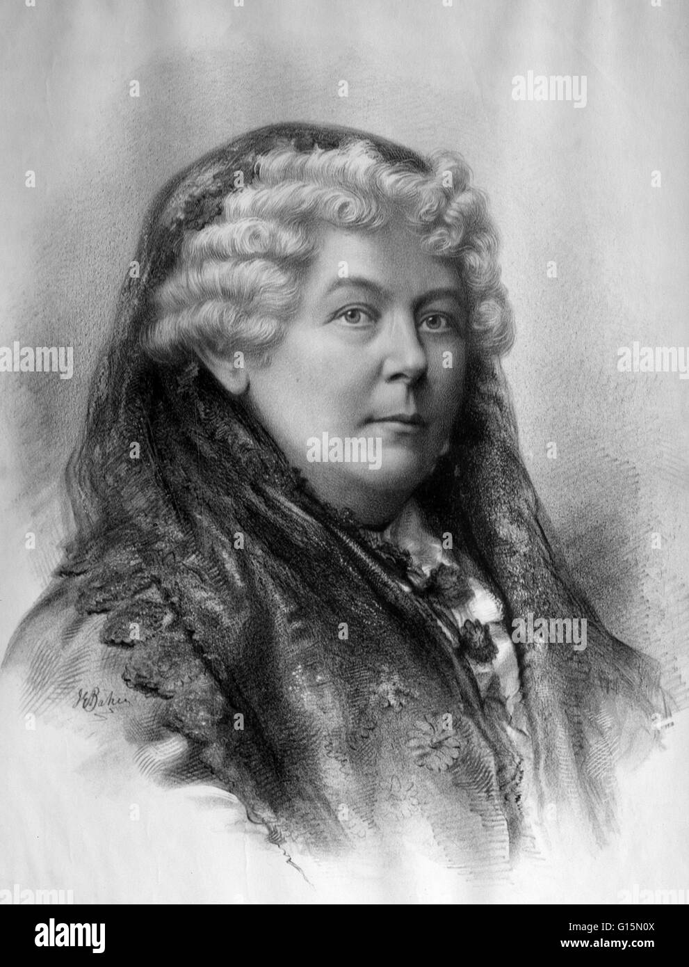 Elizabeth Cady Stanton (Novembre 12, 1815 - Octobre 26, 1902) était un activiste social, abolitionniste, et principale figure de la femme au début du mouvement féministe. Contrairement à beaucoup de femmes de son époque, Stanton a été officiellement formés. Elle a fréquenté l'Académie de Johnstown, lor Banque D'Images