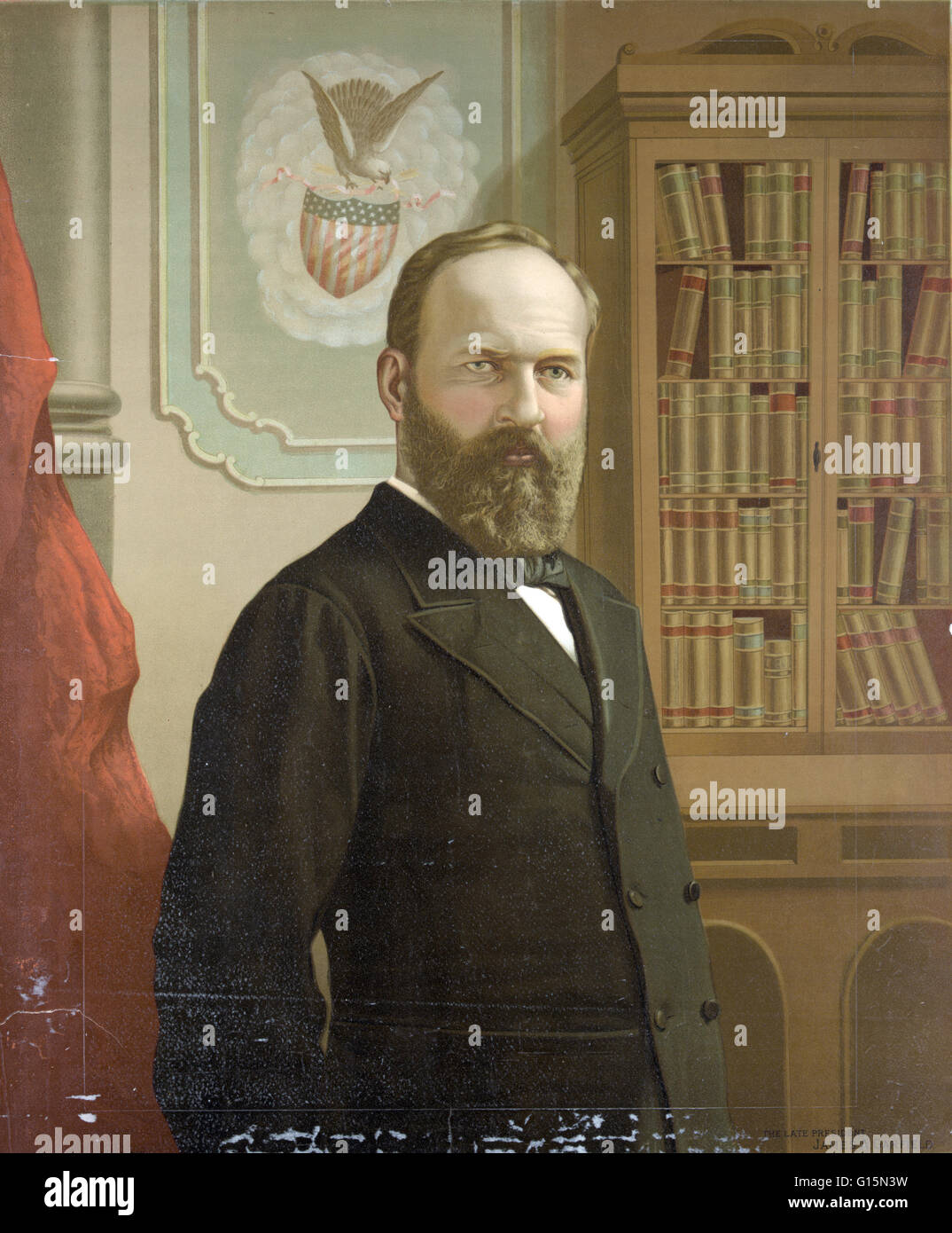 James Abram Garfield (Novembre 19, 1831 - Septembre 19, 1881) a été le 20e président des États-Unis. Il a travaillé à de nombreux emplois pour financer ses études supérieures au Williams College, au Massachusetts, d'où il sort diplômé en 1856. Un an plus tard, il e Banque D'Images