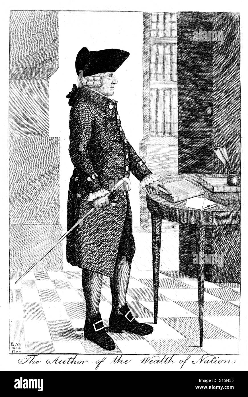 Adam Smith (5 juin 1723 - 17 juillet 1790) était un philosophe moraliste écossais et un pionnier de l'économie politique. Il a étudié la philosophie à l'Université de Glasgow et au Balliol College de l'Université d'Oxford. Après avoir obtenu son diplôme, il a prononcé une s Banque D'Images