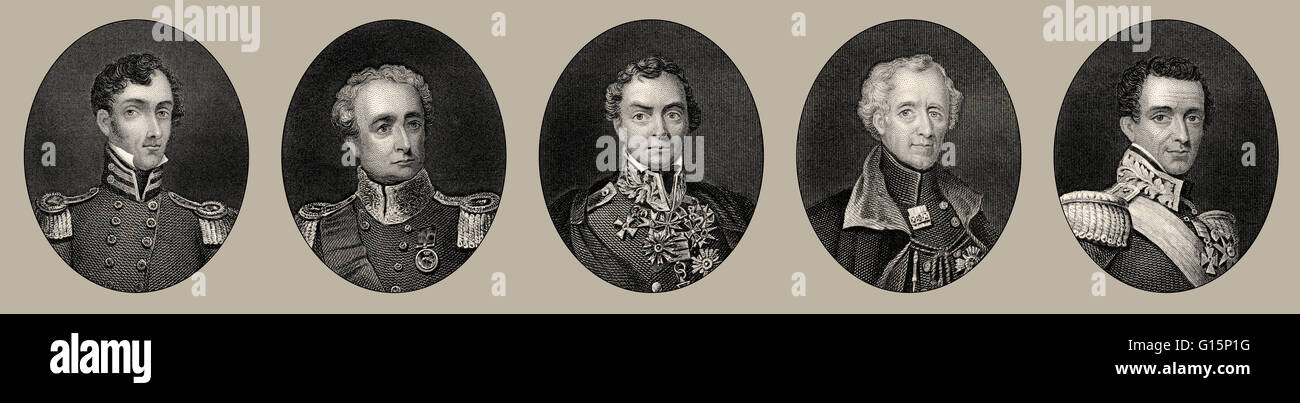 Officiers de l'Armée britannique en Inde, 19e siècle, Sir John Hunter Littler, Sir Robert Henry Vente, Henry Hardinge, Sir Hugh Gough, il Banque D'Images