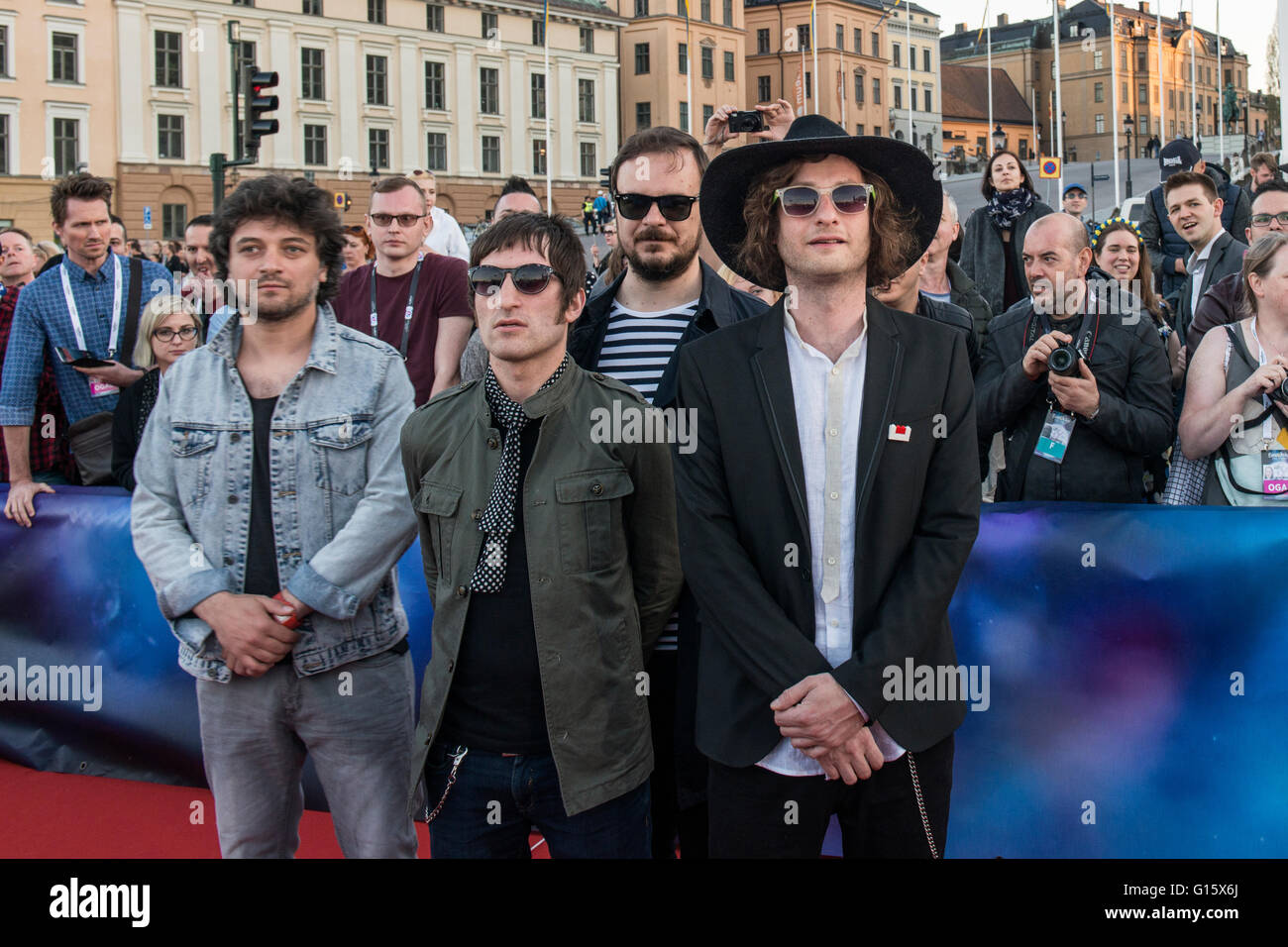 Stockholm, Suède. 8e mai. Nika Kocharov et Young Georgian Lolitaz de Géorgie sur le tapis rouge pour le CES 2016. Credit : Stefan Crämer/Alamy Live News Banque D'Images