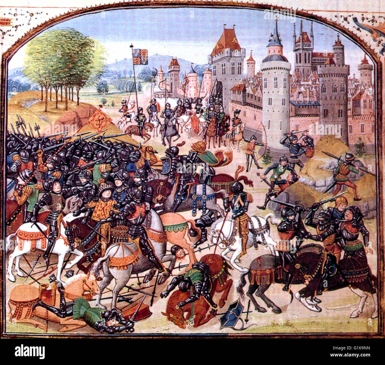 En 1346, l'Angleterre a été impliqué dans la Guerre de Cent Ans avec la France. Afin de détourner son ennemi Philippe VI de France a fait appel à David II d'Écosse pour attaquer les Anglais de l'amérique du nord afin de créer un deuxième front pour l'anglais. La bataille de N Banque D'Images