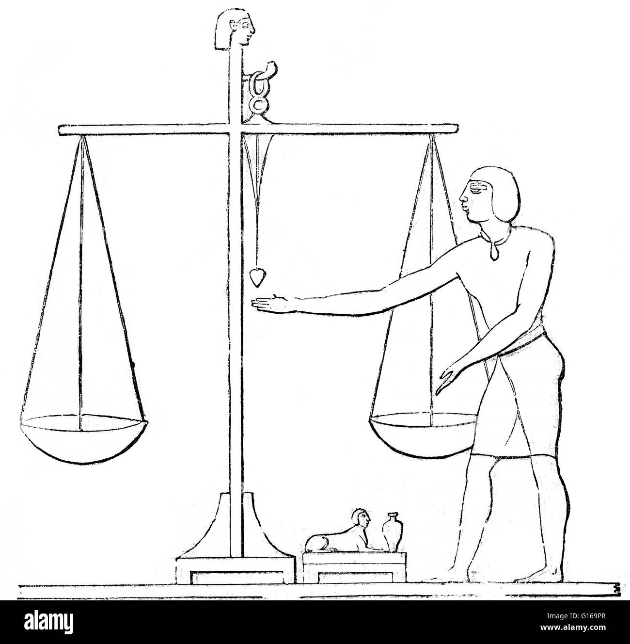 Poids et mesures ont été parmi les premiers outils inventés par l'homme. Début de l'Égyptien, babylonien et enregistrements et la Bible, indiquent que la longueur a été mesuré pour la première fois avec l'avant-bras, main, doigt et que le temps était mesuré par les périodes du soleil, de la lune et les autres corps célestes. Lorsqu'il est nécessaire de comparer les capacités des conteneurs tels que les gourdes ou d'argile ou de récipients métalliques, ils ont été remplis avec des graines de plantes qui ont été ensuite comptés pour mesurer les volumes. Avec le développement d'échelles comme moyen pour la pesée, les graines et les pierres ont servi de normes. À mesure que les sociétés ont évolué, les mesures beca Banque D'Images