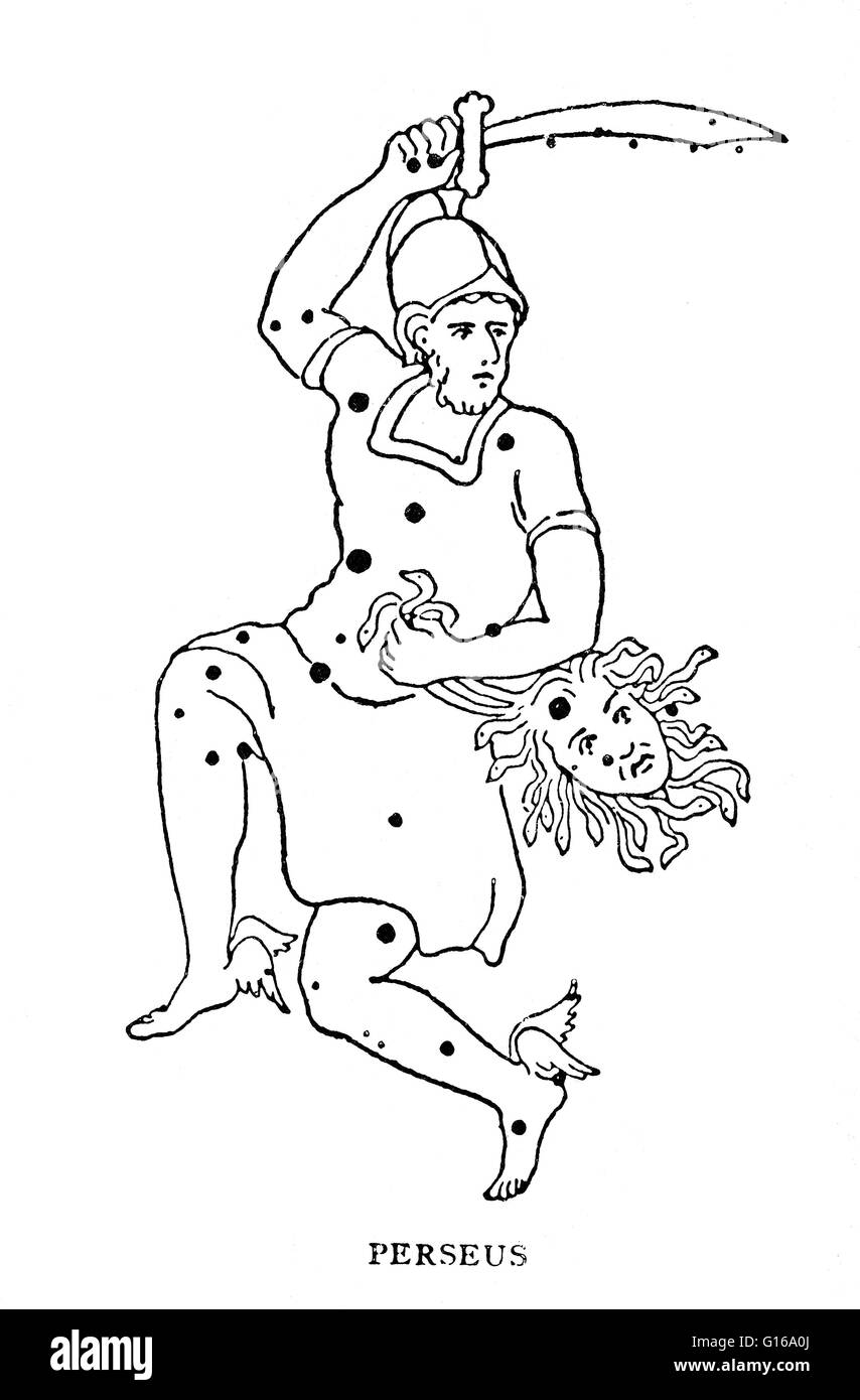 Perseus est une constellation dans le ciel du nord, nommé d'après le héros Persée. Il a été l'une des 48 constellations répertoriées par Ptolémée astronome du 2ème siècle, et reste l'une des 88 constellations modernes définies par l'International Astronomical Banque D'Images
