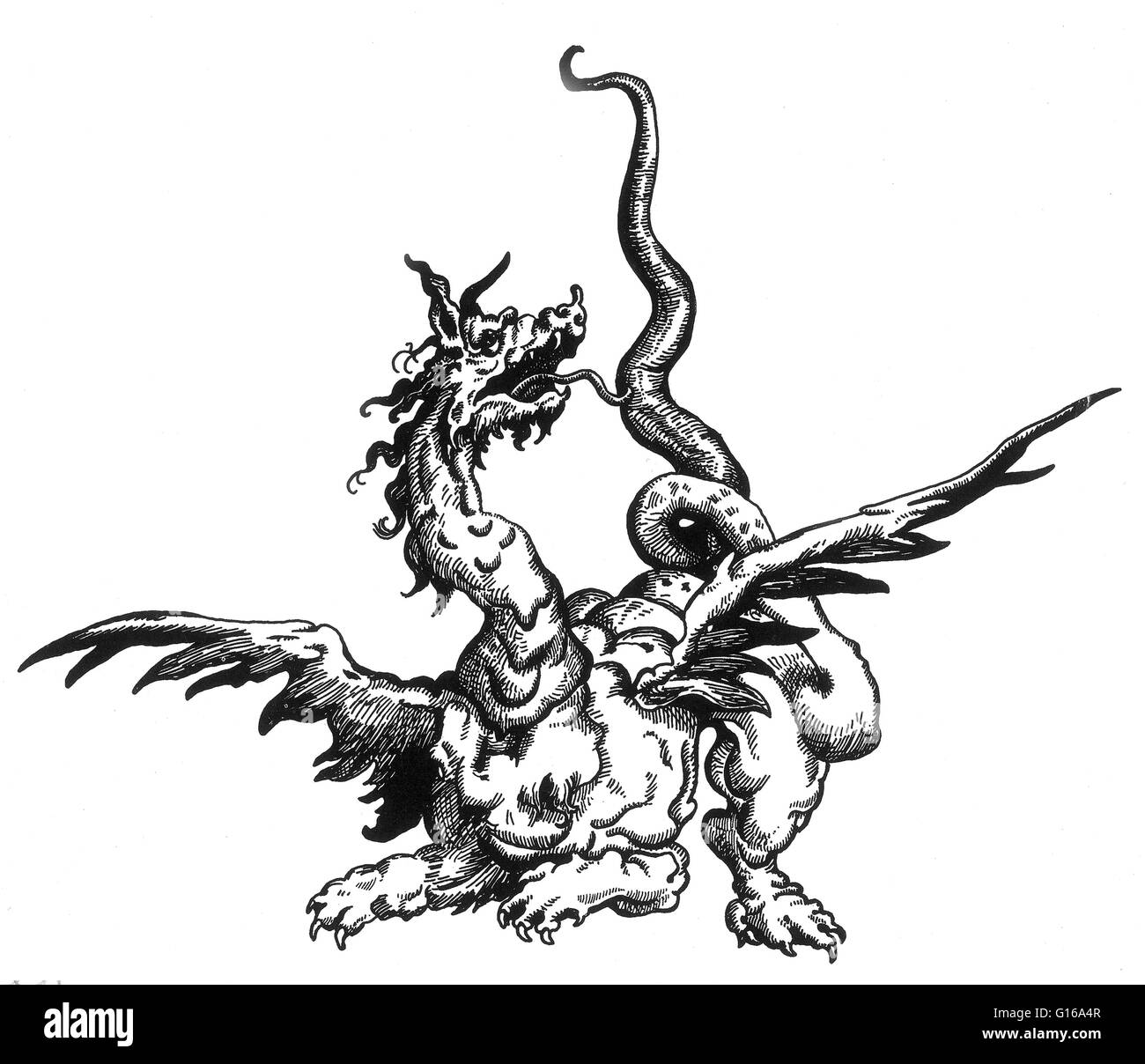 Un dragon est une créature légendaire, généralement avec la serpentine ou traits reptiliens, qui dispose dans les mythes de nombreuses cultures. Il y a deux différentes traditions culturelles de dragons : le dragon, issus de traditions populaires européennes et, en fin de compte Banque D'Images