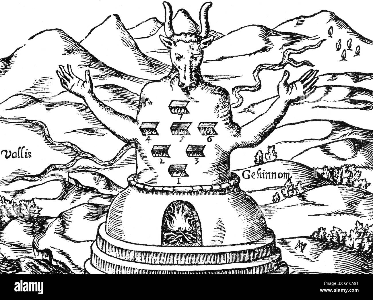 Le dieu solaire des Ammonites et parfois associée à l'époque sumérienne, bien que Baal Moloch était entièrement malveillante. Moloch culte était pratiqué par les Cananéens, phénicienne et les cultures en Afrique du Nord et au Levant. Dans la 8e-6e siècle B Banque D'Images