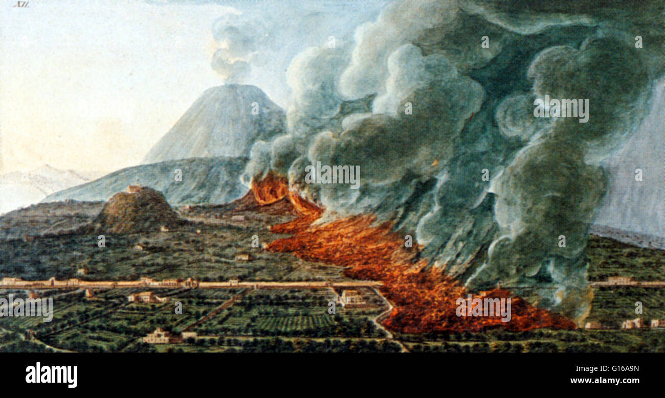Vue D Une Eruption Du Vesuve Qui A Debute Le 23 Decembre 1760 Et Se Terminant Le 5 Janvier 1761 Par Pietro Fabris Le Vesuve Est Un Volcan Dans Le Golfe De Naples