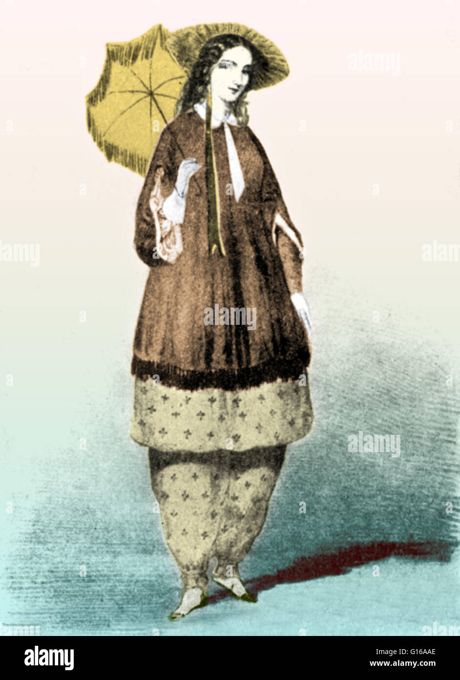 Amelia Jenks Bloomer (27 mai 1818 - 30 décembre 1894) était un des droits des femmes et Temperance Advocate. Même si elle n'a pas créé la réforme de vêtements pour femmes style dit son nom, bloomers est devenu associé avec elle en raison de son début et Banque D'Images