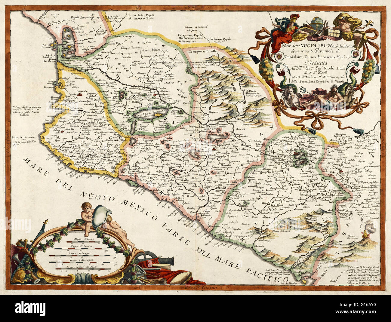 Une 16e siècle Plan de nouveau l'Espagne ou le Mexique par Diego Gutiérrez, qui a été nommé cartographe de la Casa de la contratacion (Chambre de commerce) en 1554. Casa de la contratacion est un organisme du gouvernement de l'Empire espagnol qui existait à partir de la 16e à la 1 Banque D'Images