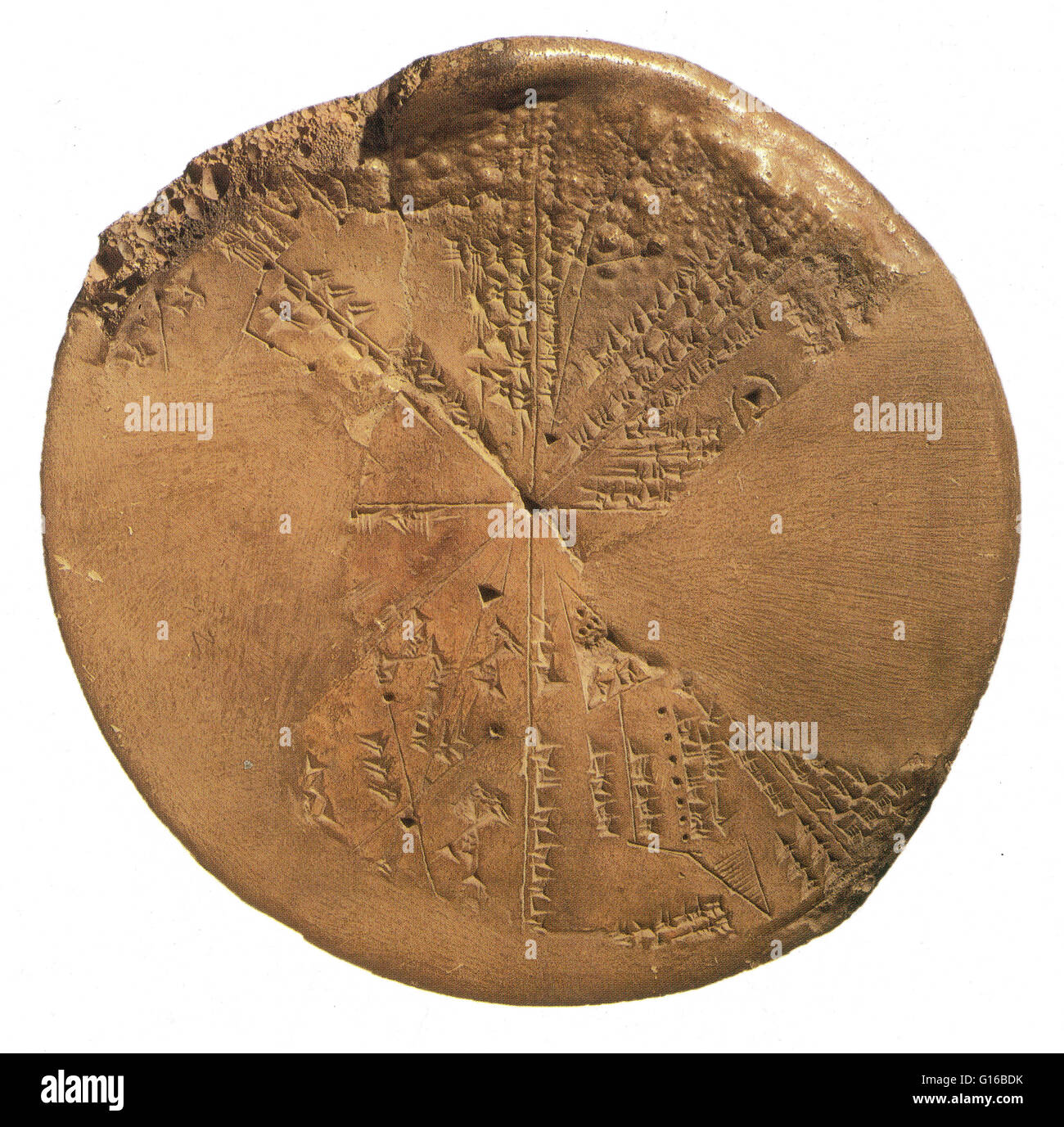Titré : Circulaire de la tablette d'argile avec des représentations de constellations (Planisphère) ; l'inverse est uninscribed ; restauré à partir de fragments et incomplète ; en partie vitrifié accidentellement dans l'antiquité au cours de la destruction de l'endroit où il a été trouvé. Trouvés Banque D'Images