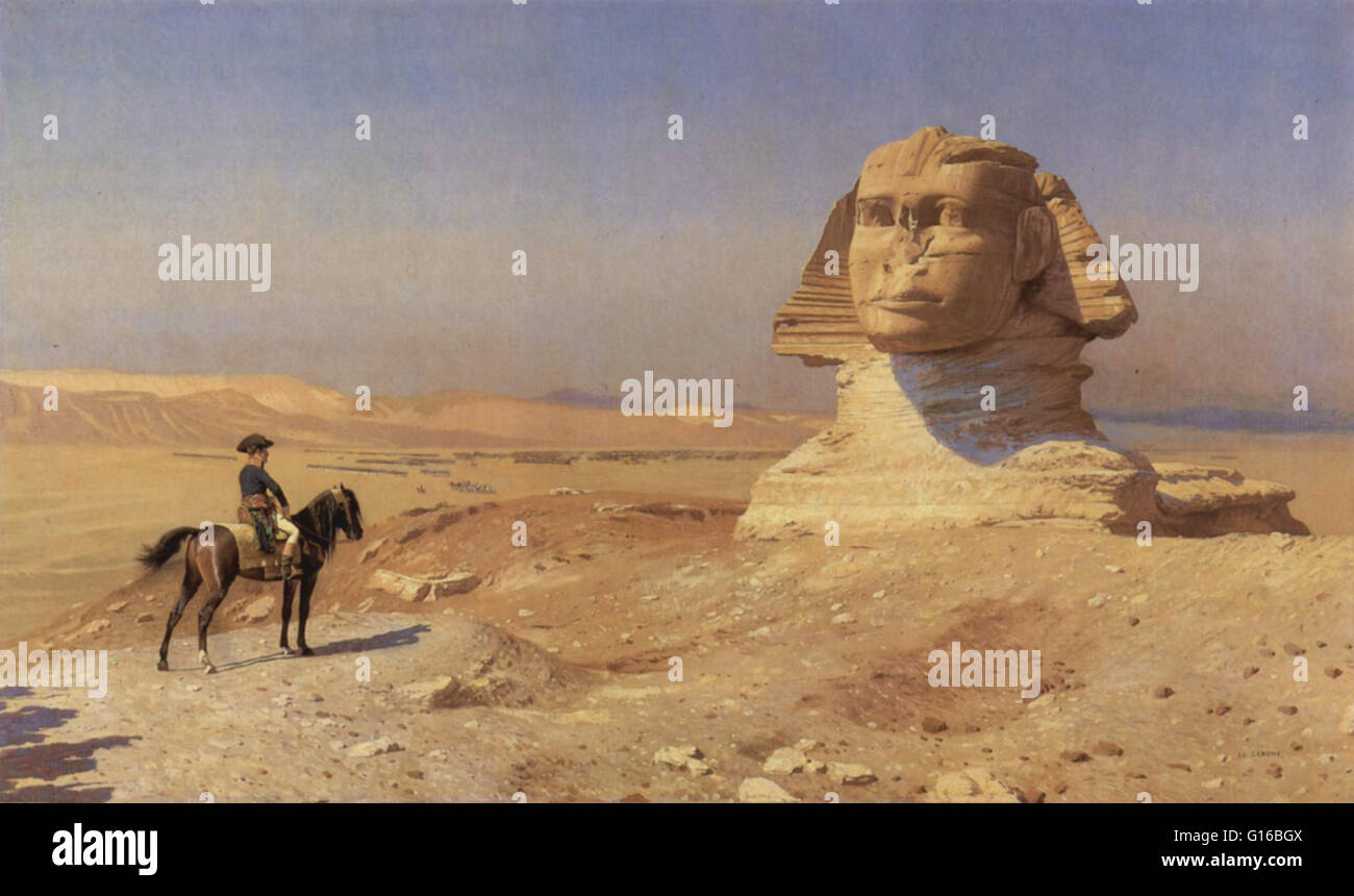 Légende : "Napoléon Bonaparte devant le sphinx au cours de la campagne en français en Égypte peint par Jean-Léon Gérôme.' La campagne française en Egypte et en Syrie (1798-1801) était de Napoléon en campagne pour protéger les intérêts commerciaux français, porter atteinte à l'accès à la Grande-Bretagne dans Banque D'Images