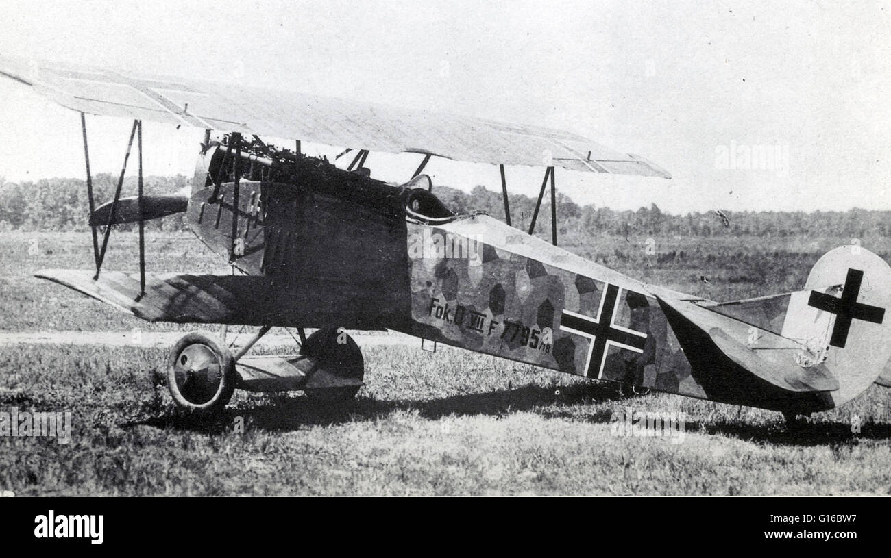 Fokker était un fabricant d'avions néerlandais du nom de son fondateur, Anthony Fokker. Fokker tiré parti de l'avoir vendu plusieurs monoplans Fokker Spin au gouvernement allemand et à mettre en place une usine en Allemagne pour fournir l'armée allemande. Lorsqu'on se rendit compte qu'tha Banque D'Images