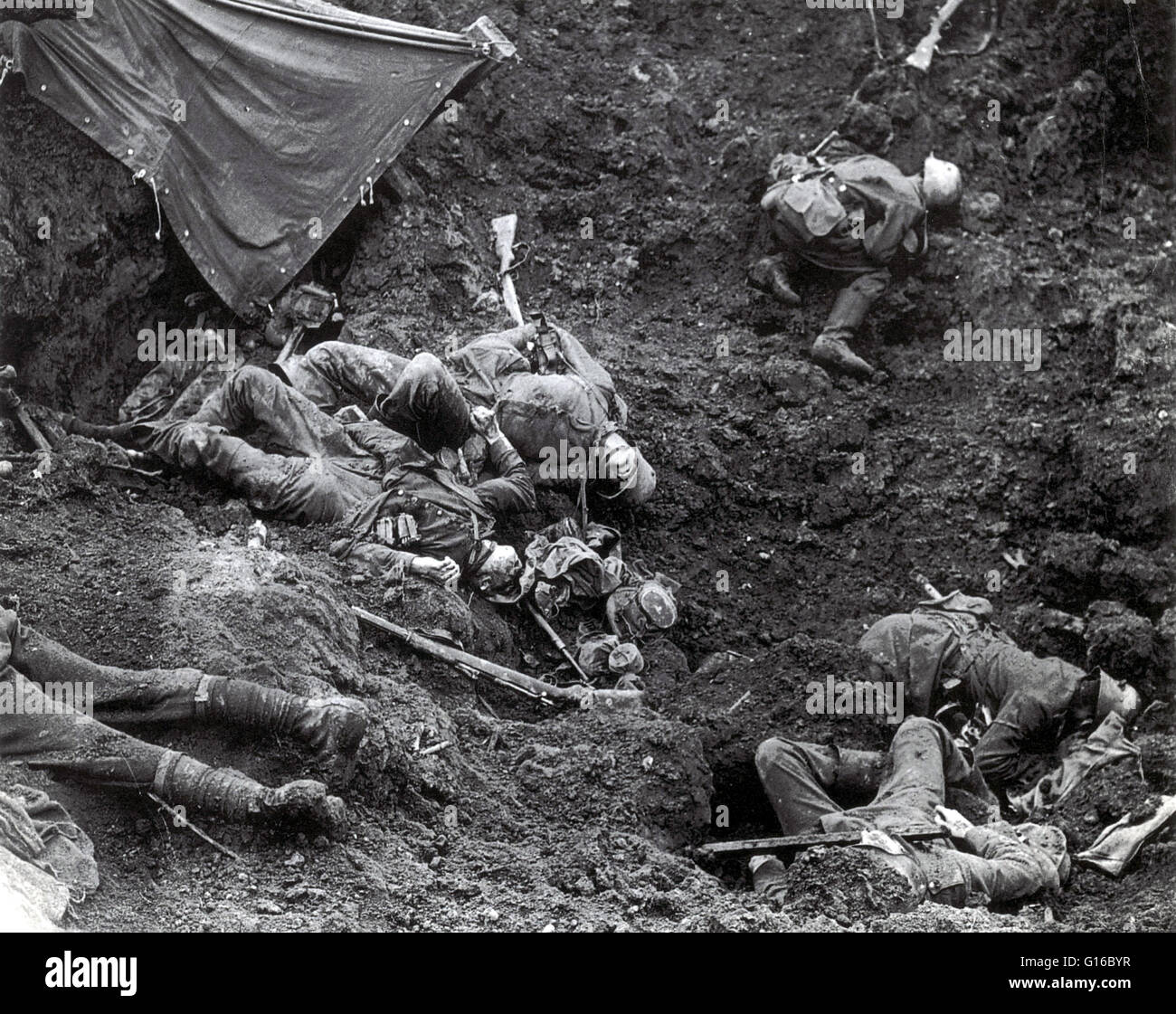 La bataille de Passchendaele a été une campagne de la PREMIÈRE GUERRE MONDIALE, se sont battus par les Britanniques et leurs alliés contre l'Empire allemand. La bataille a eu lieu sur le front de l'Ouest, entre juillet et novembre 1917, pour le contrôle des crêtes sud et l'est de la ville belge o Banque D'Images