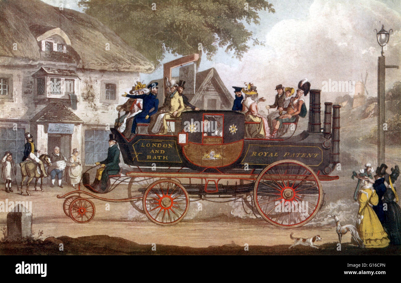 Au cours de la période 1825-9, Goldsworthy Gurney a conçu et construit un certain nombre de véhicules routiers à vapeur qui étaient parmi les premiers conçus avec l'intention de commercialiser une machine à vapeur, l'entreprise de transport routier Gurney Chariot à vapeur Company. Ses véhicules wer Banque D'Images