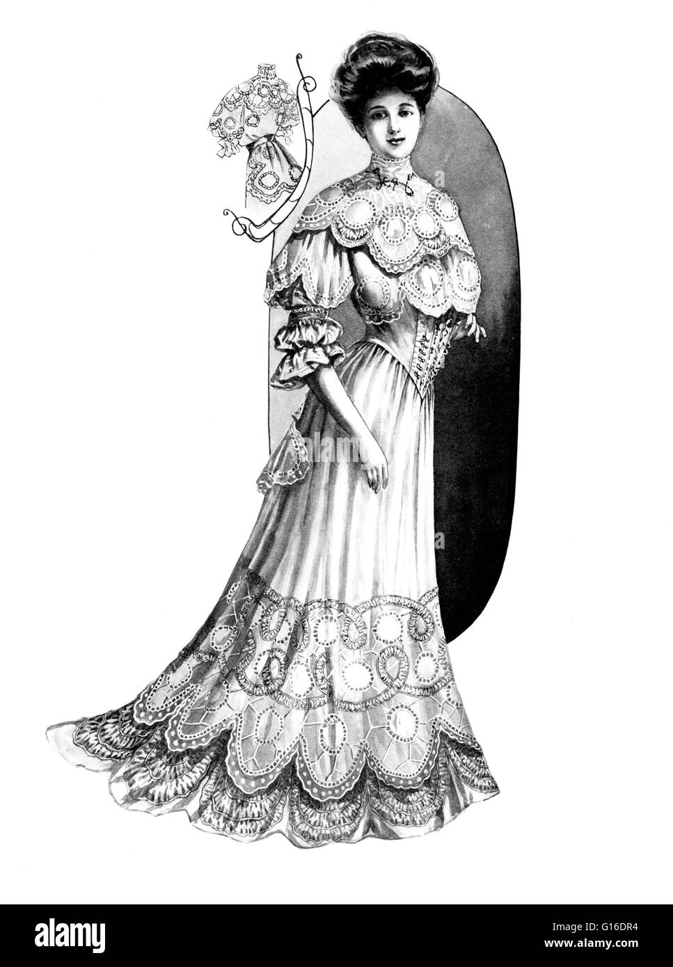 Une robe du soir ou une robe est longue robe femmes généralement porté à un processus officiel de l'affaire. La mode est un style populaire ou la pratique, surtout dans les vêtements, chaussures, accessoires, maquillage, ou les meubles. La mode est un élément distinctif et souvent dans la tendance habituelle Banque D'Images