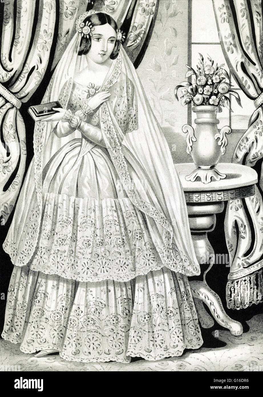 Une robe de mariage ou robe de mariage est le vêtement porté par la mariée au cours d'une cérémonie de mariage. La couleur, le style et l'importance de la robe de cérémonie peut dépendre de la religion et de la culture du mariage participants. Dans les cultures occidentales, mariées choisissent souvent un wh Banque D'Images