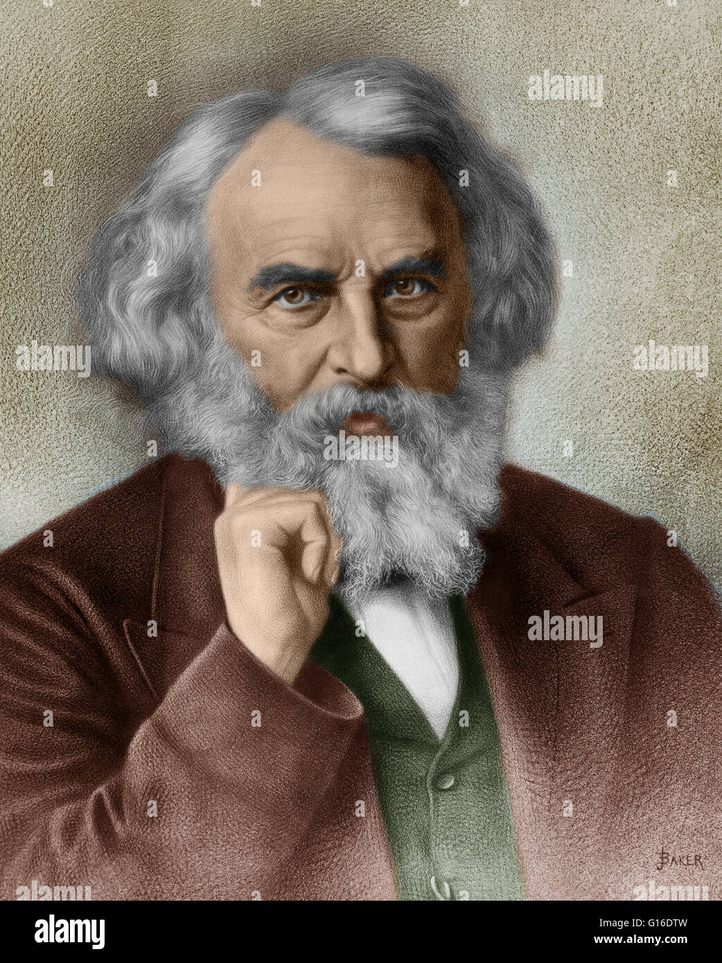 Henry Wadsworth Longfellow (Février 27, 1807 - Mars 24, 1882) était un poète et éducateur. Il a écrit de nombreux poèmes lyriques connues pour leur musicalité et présentant souvent des histoires de la mythologie et légende. Il est devenu le poète américain le plus populaire de son d Banque D'Images