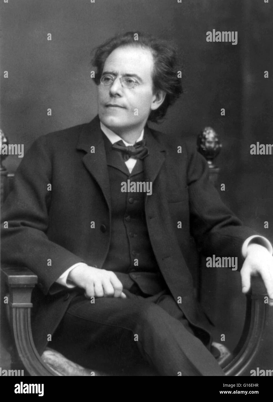 Gustav Mahler (juillet7, 1860 - Mai 18, 1911) est un compositeur romantique tardive, et l'un des principaux chefs de sa génération. Il affiche ses dons musicaux à un âge précoce. Après avoir obtenu son diplôme du Conservatoire de Vienne en 1878, il a eu un succès Banque D'Images