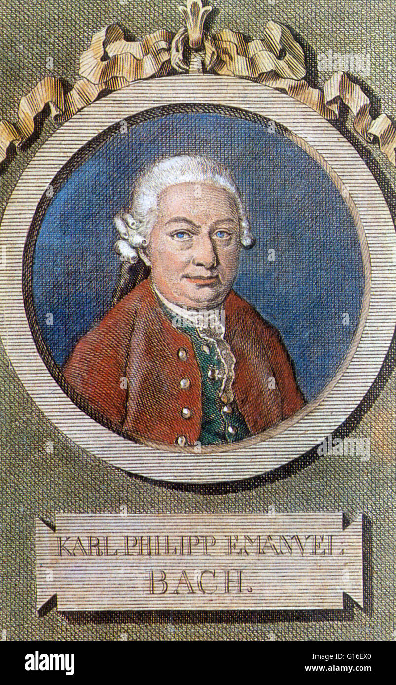 Carl Philipp Emanuel Bach (8 mars 1714 - 14 décembre 1788) était un musicien et compositeur de la période classique, le cinquième enfant et second fils survivant () de Johann Sebastian Bach et Maria Barbara Bach. C. P. E. Bach était un compositeur workin Banque D'Images